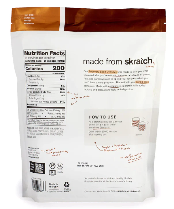 Skratch Sport Recovery Drink Mix Chocolate 1200g - Image 2