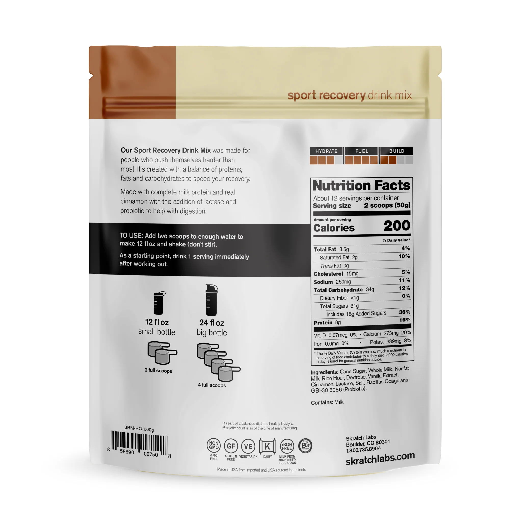 Skratch Sport Recovery Drink Mix Horchata 600g - Image 2